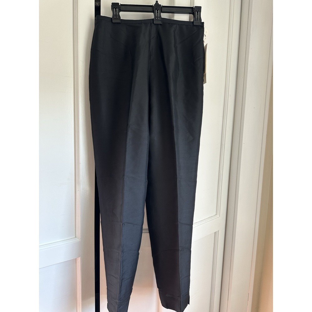 NWT Allison‎ Taylor 100% Silk Black Long Pant size 8